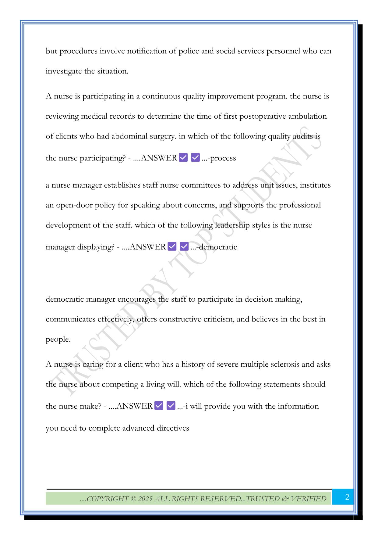 Leadership Final ATI Exam 2025 Questions and Answers