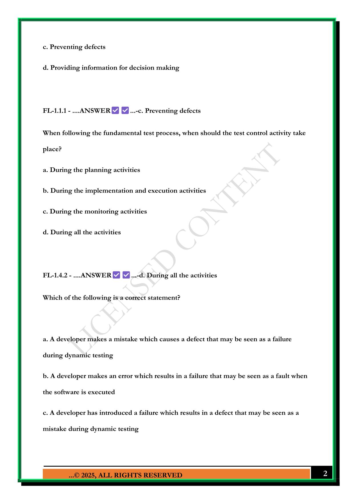 ASTQB/ISTQB - FOUNDATION LEVEL TESTER - EXAM 1 2025 QUESTIONS AND ANSWERS