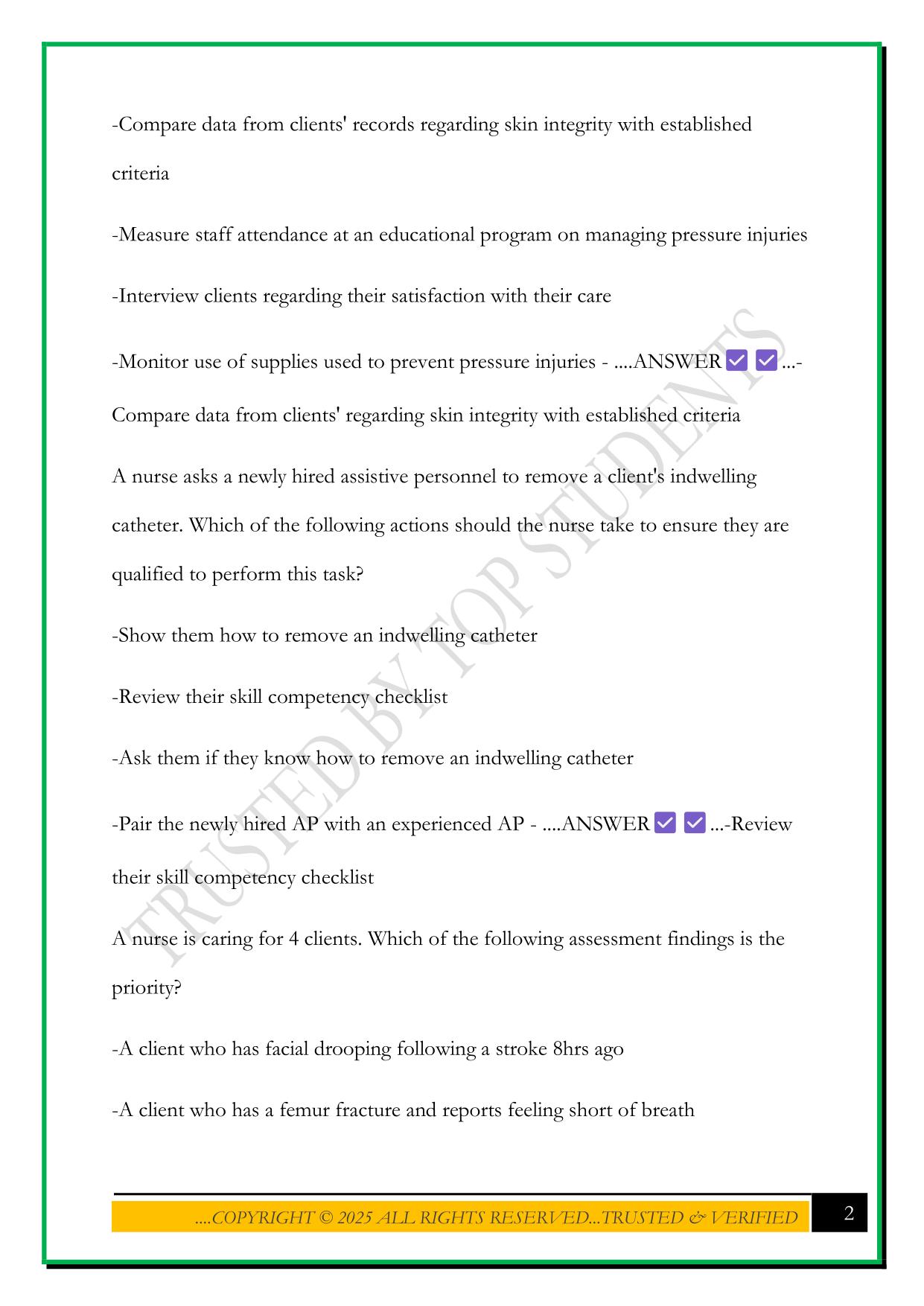 ATI LEADERSHIP PRACTICE A EXAM 2025 QUESTIONS AND ANSWERS