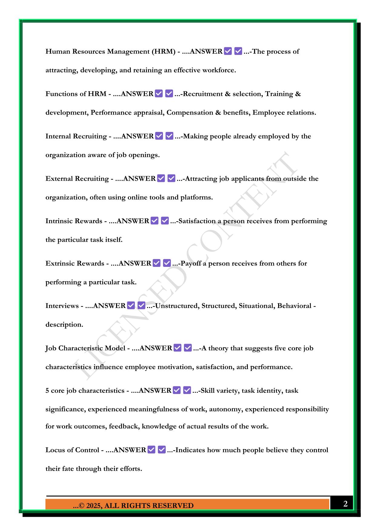 LEADERSHIP AND MANAGEMENT FINAL EXAM STUDY GUIDE 2025 QUESTIONS AND ANSWERS