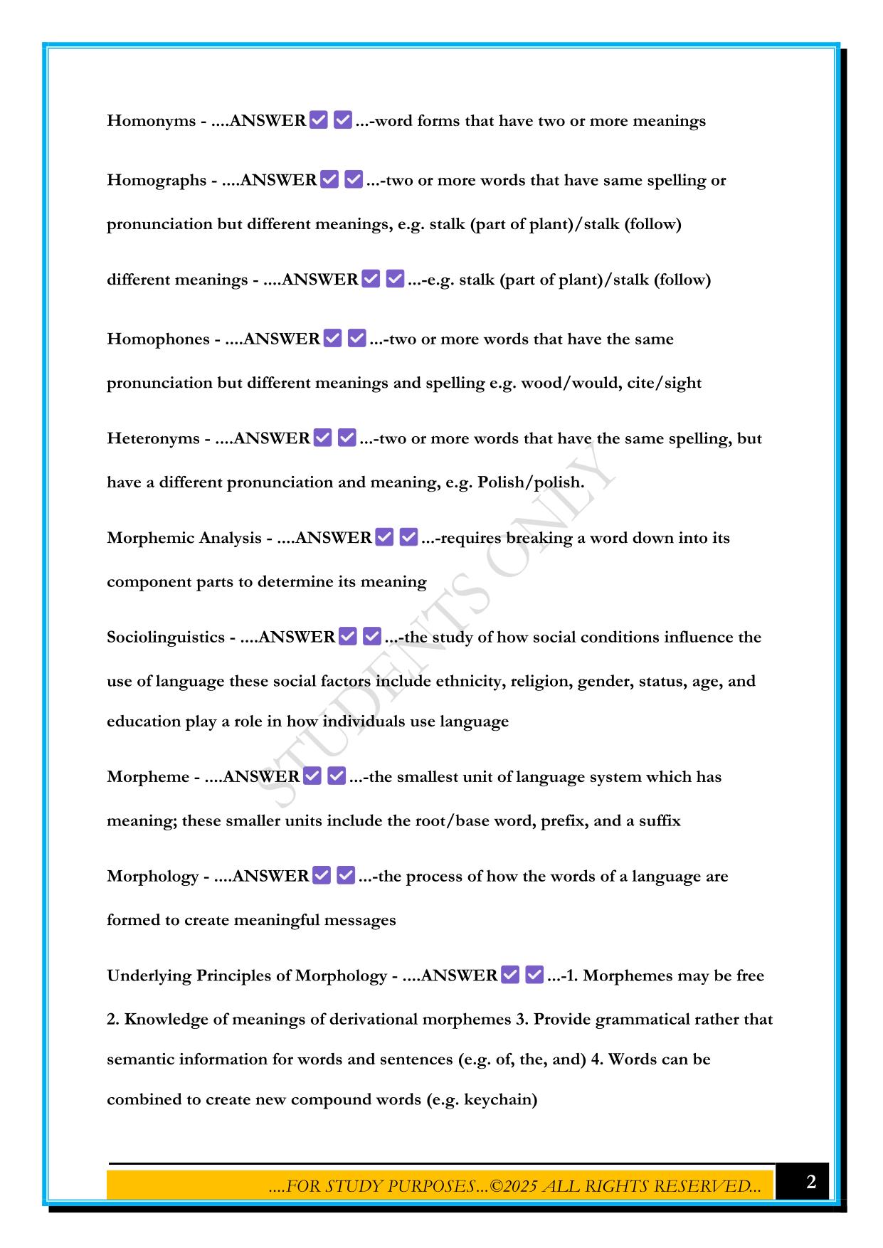 FTCE ESOL EXAM 2025 QUESTIONS AND ANSWERS