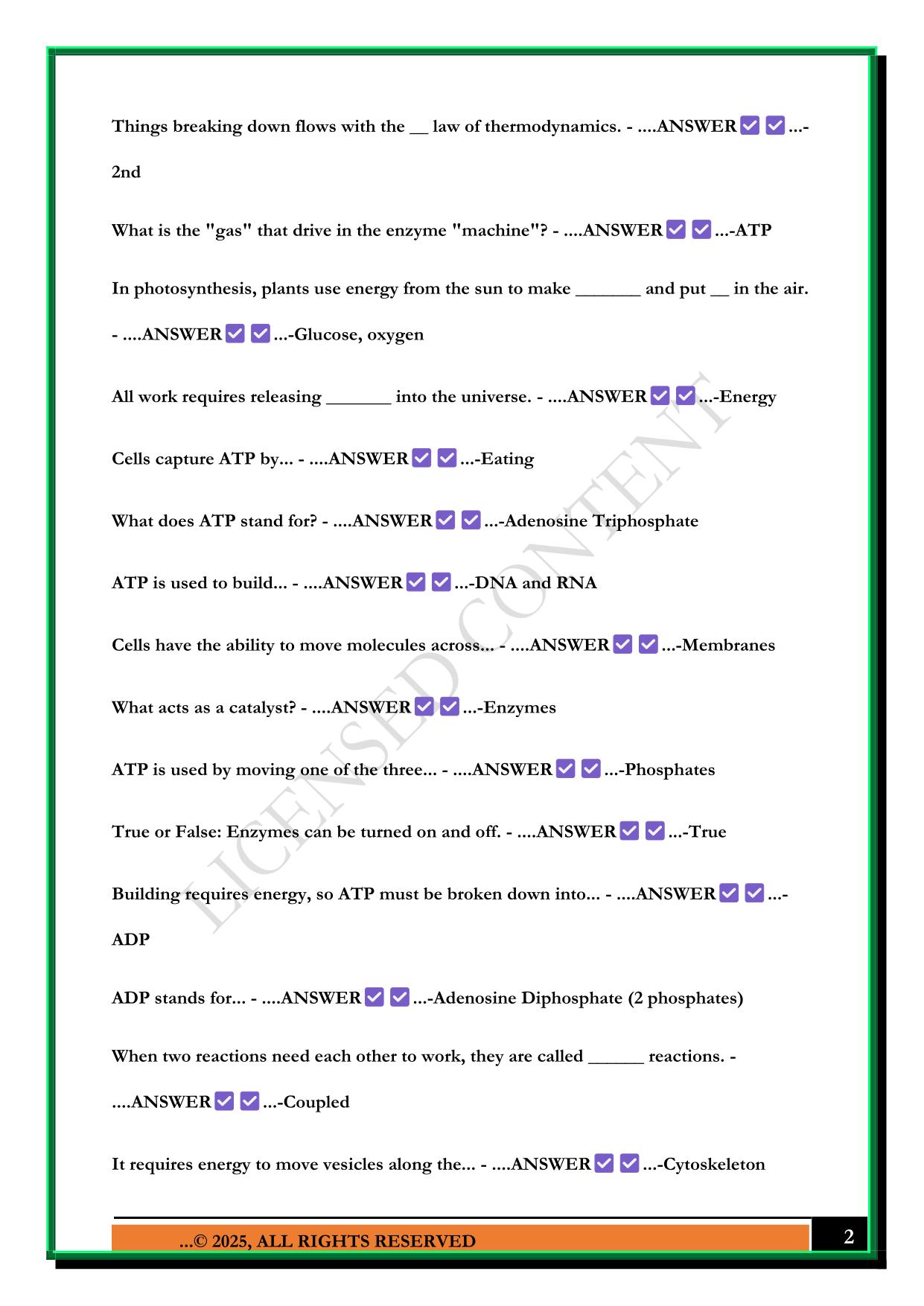 BIO 100 LECTURE (QUIZ 5) 2025 QUESTIONS AND ANSWERS
