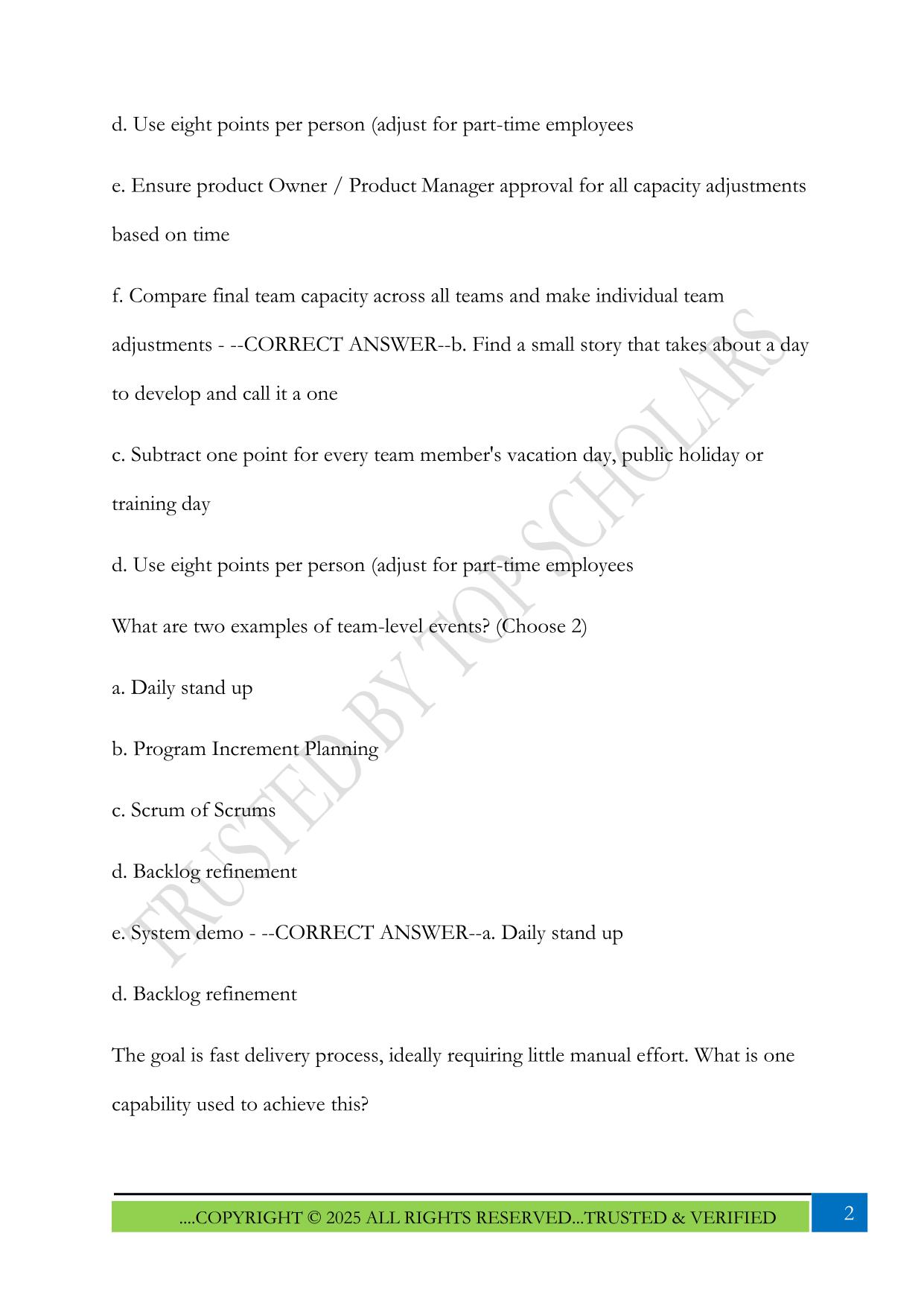 SAFe POPM 5 Exam 2025 Questions and Answers