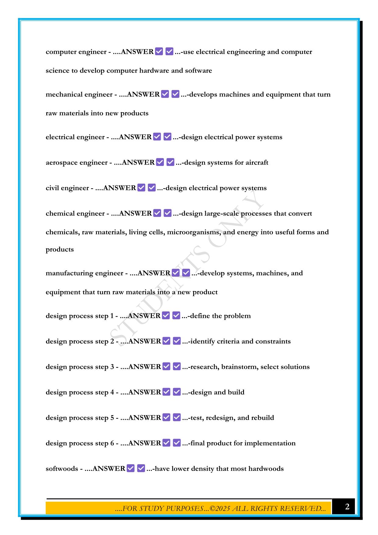FUNDAMENTALS OF ENGINEERING ROBOTICS CERTIFICATION EXAM 2025 QUESTIONS AND ANSWERS