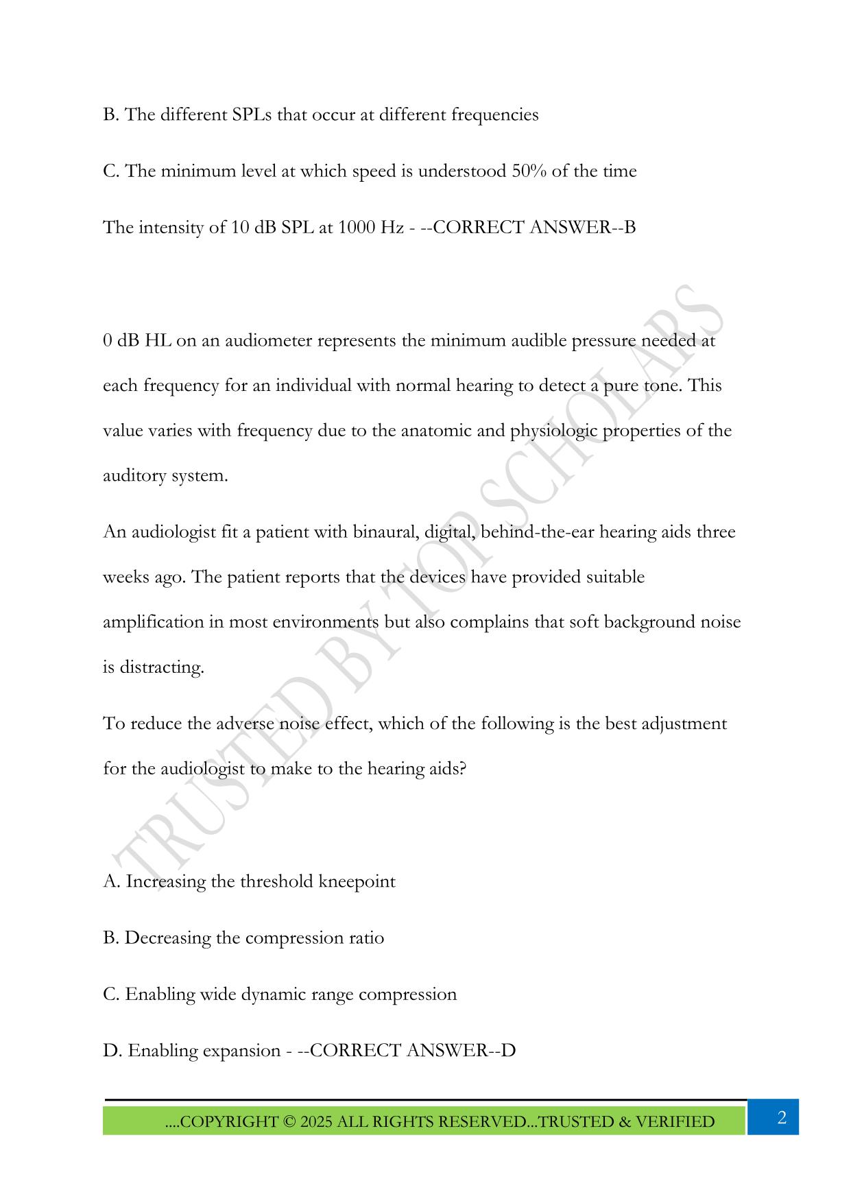 Audiology Praxis Practice Test 2025 Questions and Answers