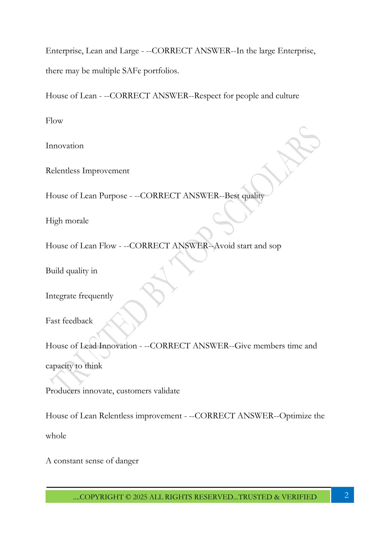 Leading SAFe Exam 2025 Questions and Answers