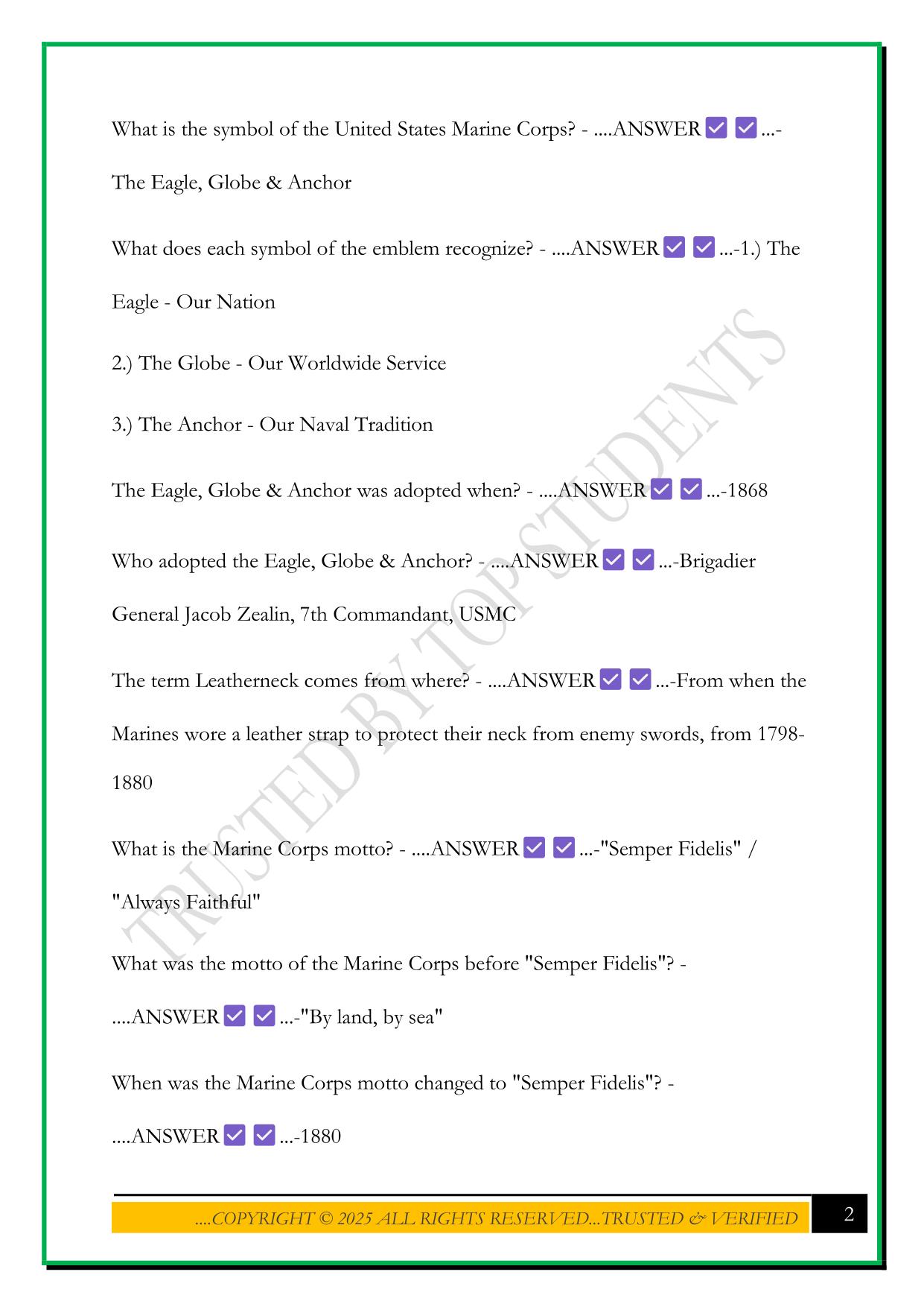 CORPORAL MERITORIOUS AWARD BOARD EXAM 2025 QUESTIONS AND ANSWERS