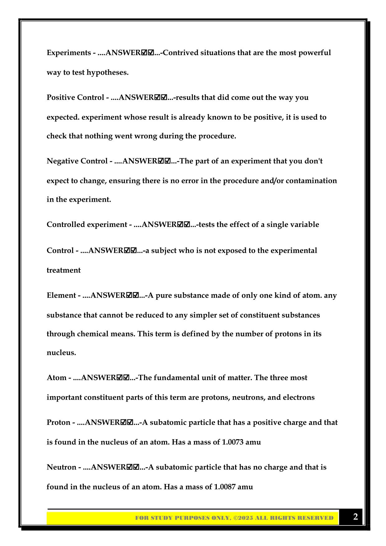 BIO 100: Lecture Quiz 1 2025 Questions and Answers