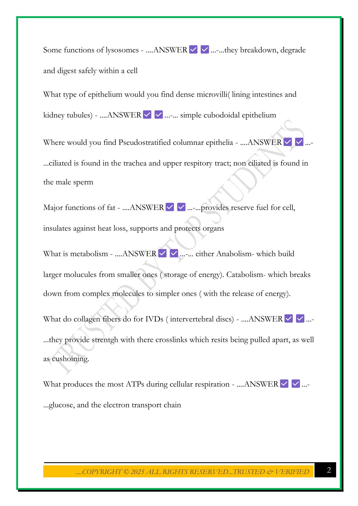 PCC BIO 201 EXAM 1 2025 QUESTIONS AND ANSWERS