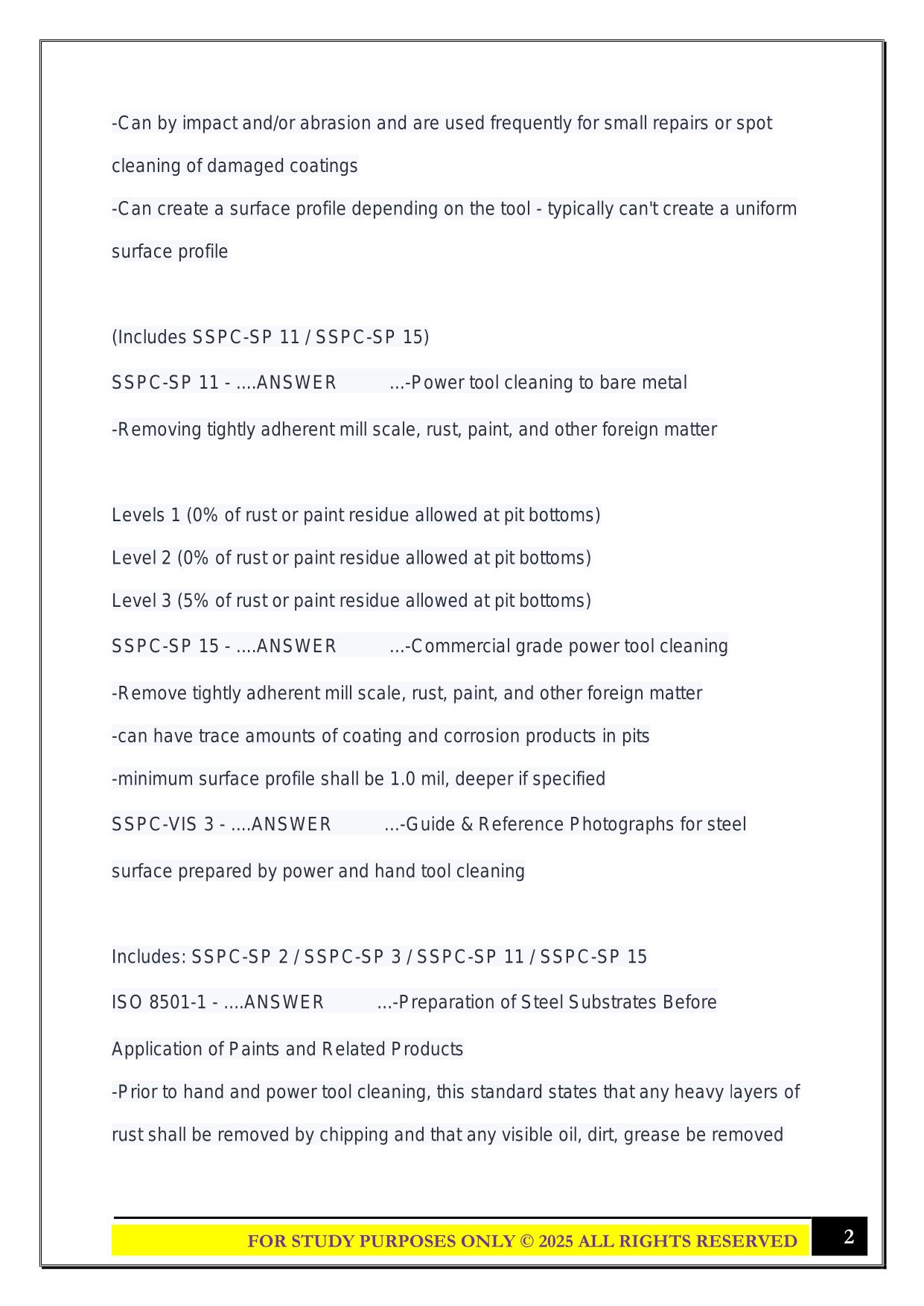 AMPP CIP Level 1 (Coatings Inspector) Exam 2025 Questions and Answers