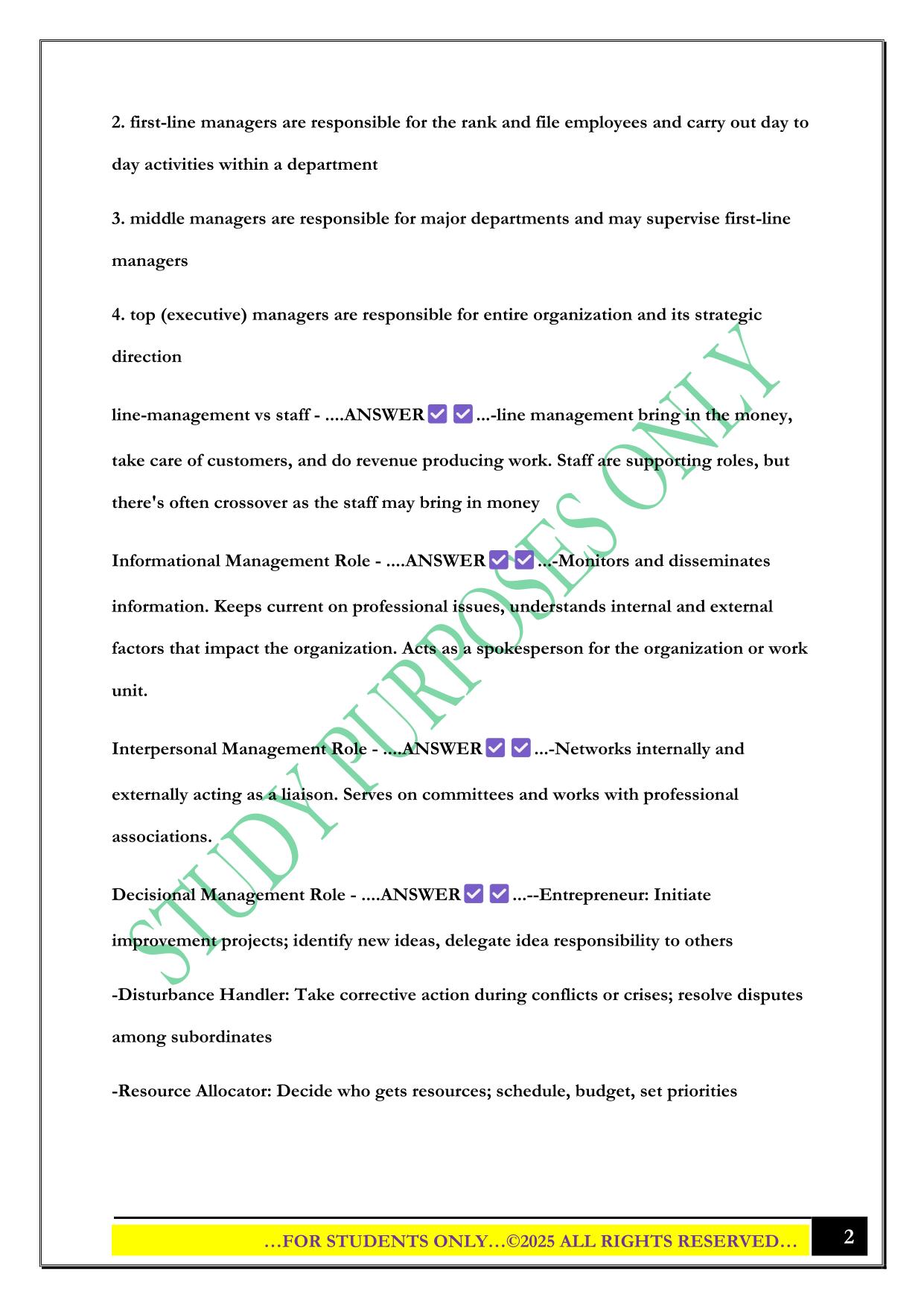 BMGT2200 Test 1 2025 Questions and Answers