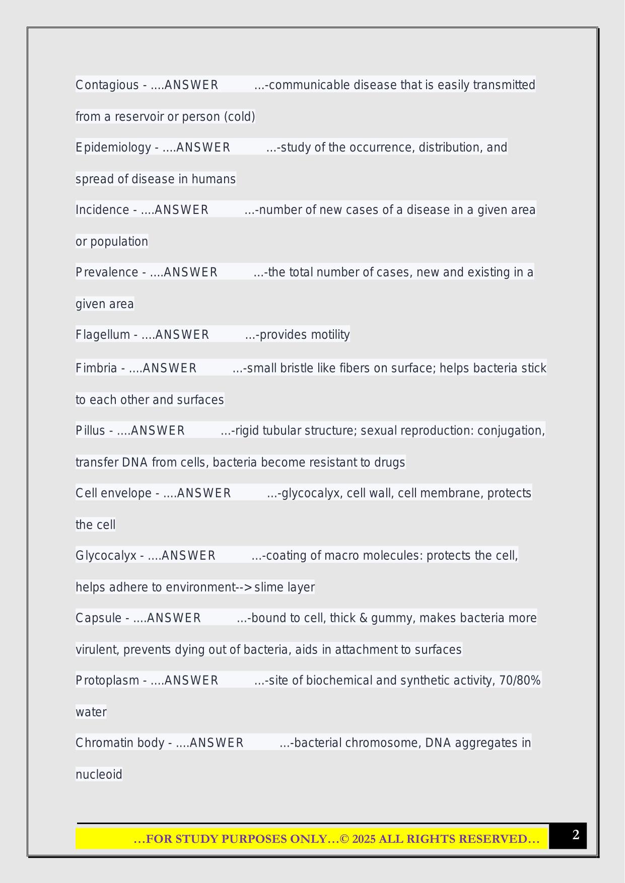 Microbiology IUPUI Exam 1 2025 Questions and Answers