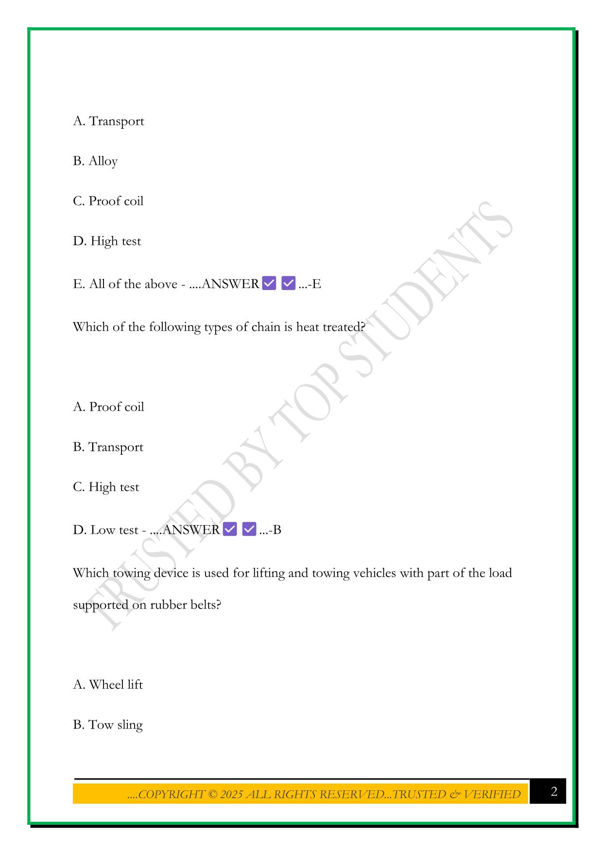 NYS TOW TRUCK ENDORSEMENT PRACTICE TEST 2 2025 QUESTIONS AND ANSWERS