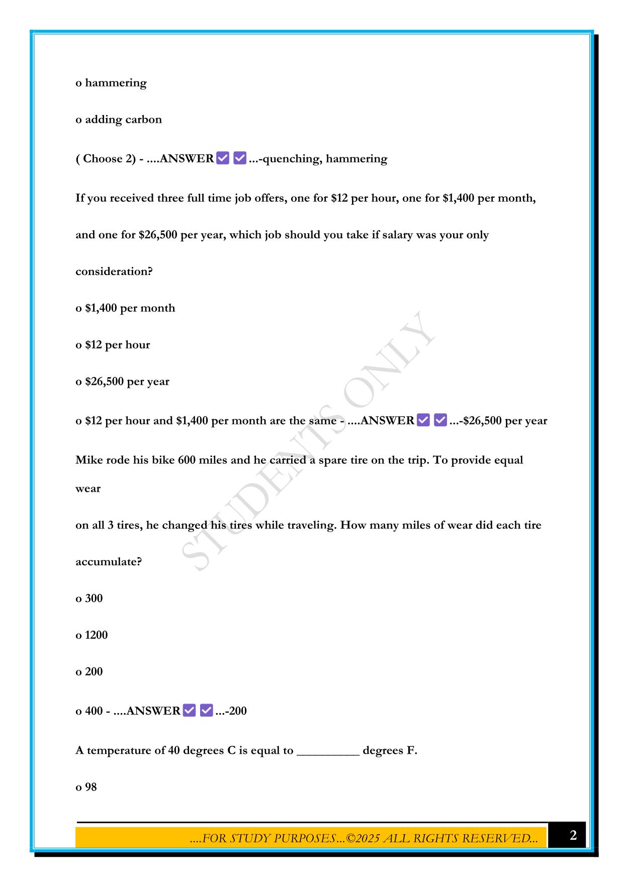 ENGINEERING FUNDAMENTALS (REC CERT) EXAM 2025 QUESTIONS AND ANSWERS