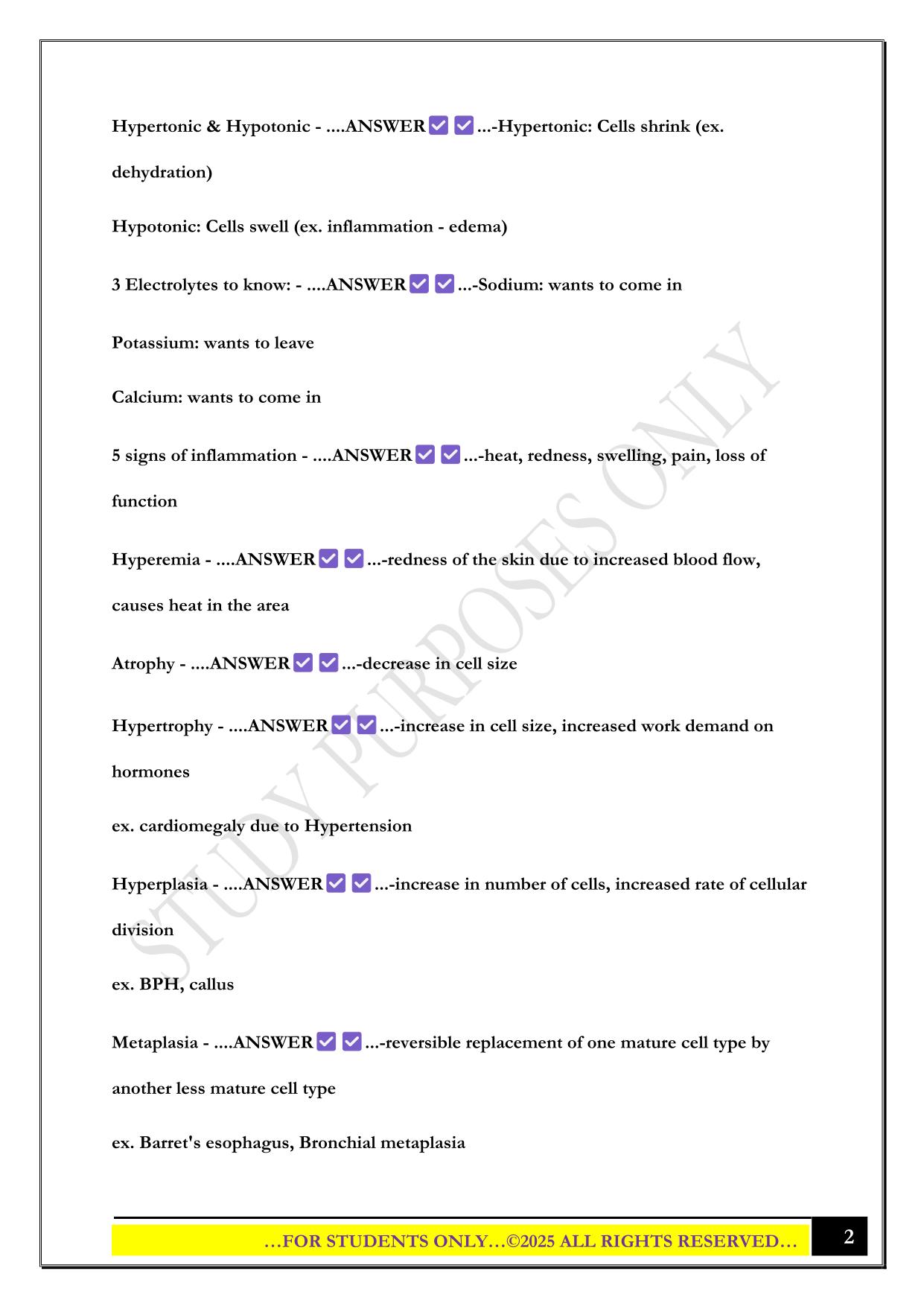 GCU BIO322 Exam 1 (Pathophysiology) 2025 Questions and Answers