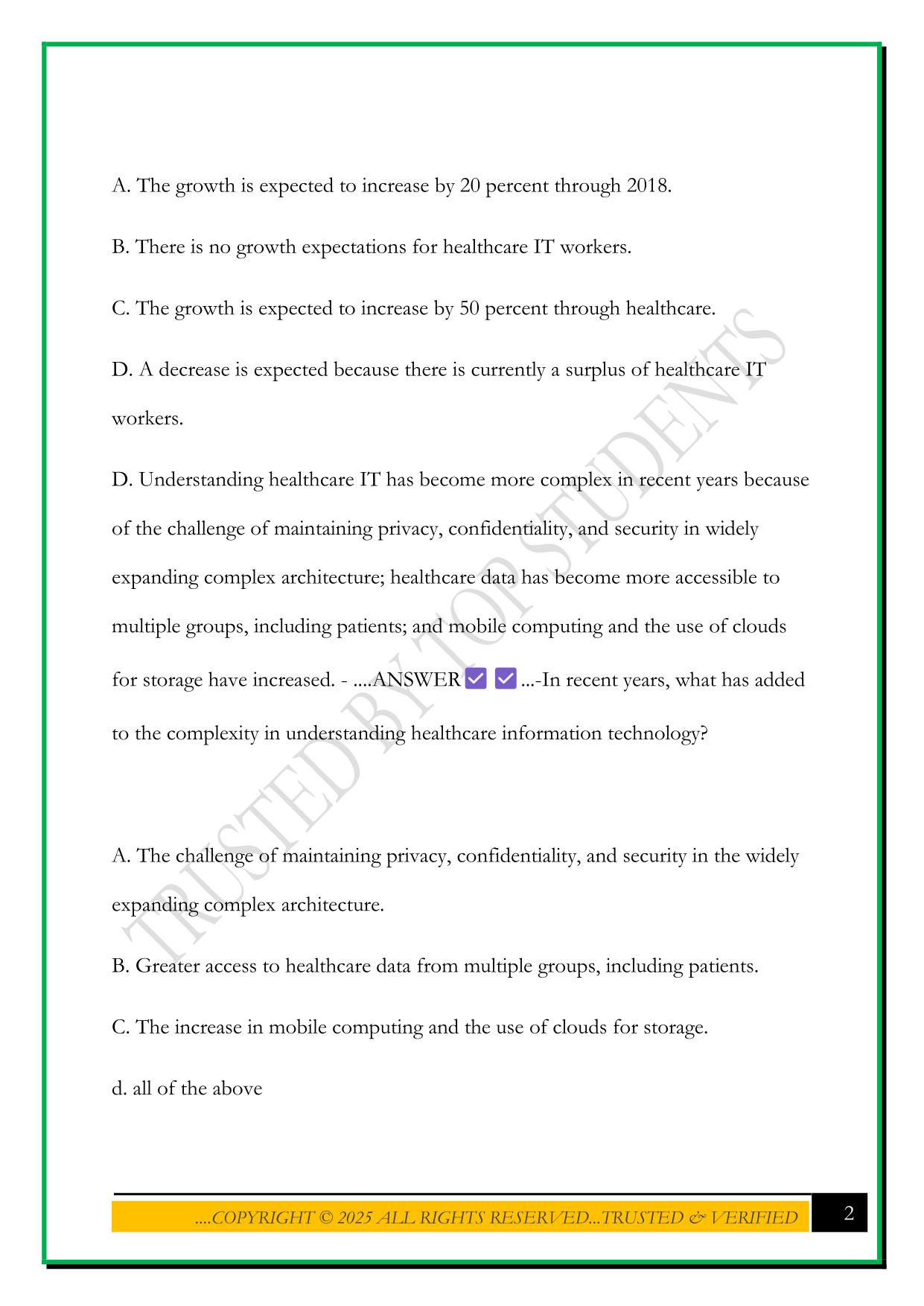 CAHIMS EXAM 2025 QUESTIONS AND ANSWERS