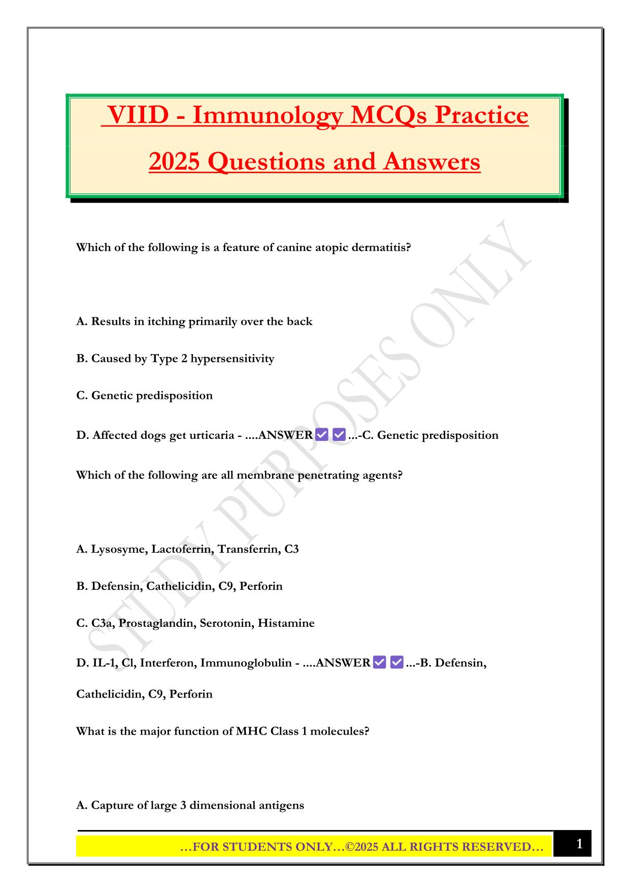 VIID Bundled Exams QUESTIONS AND ANSWERS |100% Pass |Verified and Updated