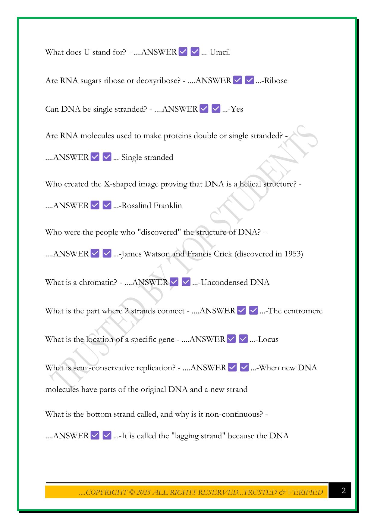 BIO 100 STUDY GUIDE EXAM 4 2025 QUESTIONS AND ANSWERS
