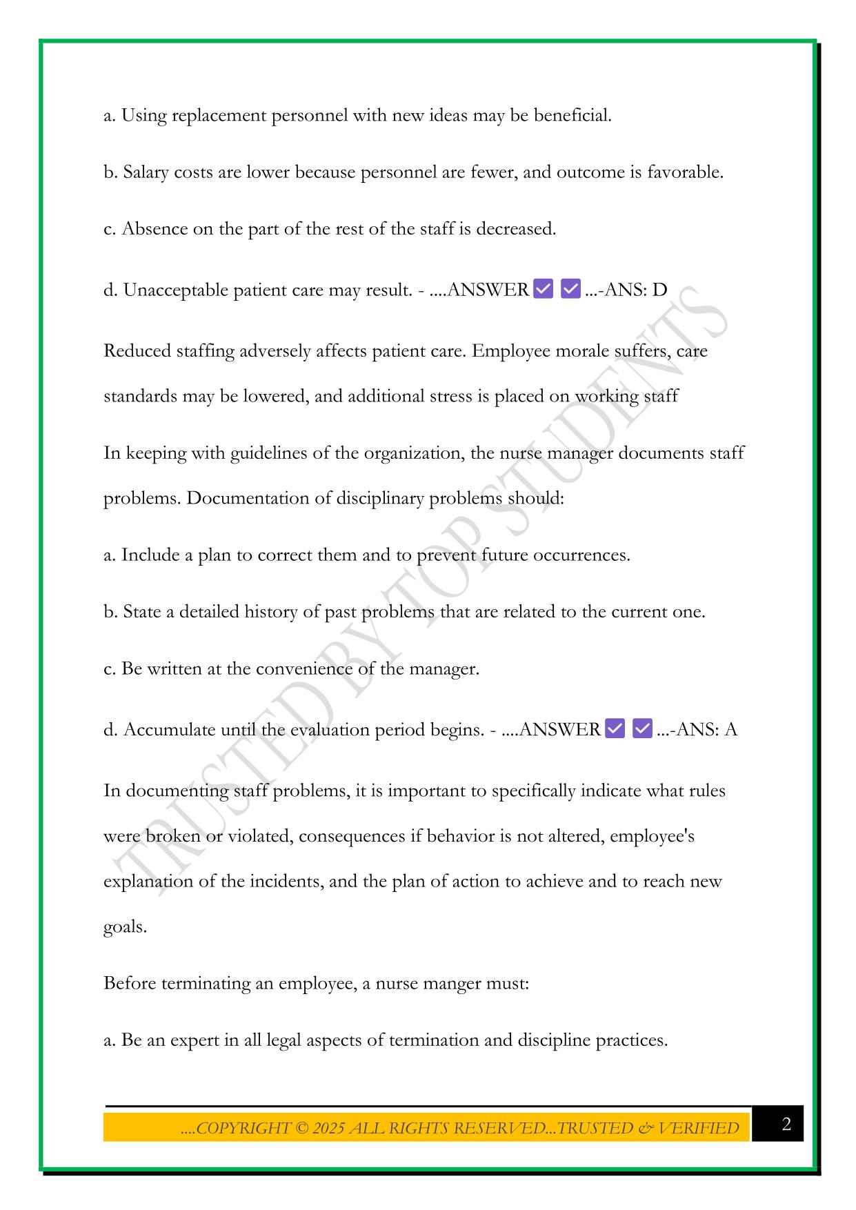LEADERSHIP AND MANAGEMENT EXAM 4 2025 QUESTIONS AND ANSWERS