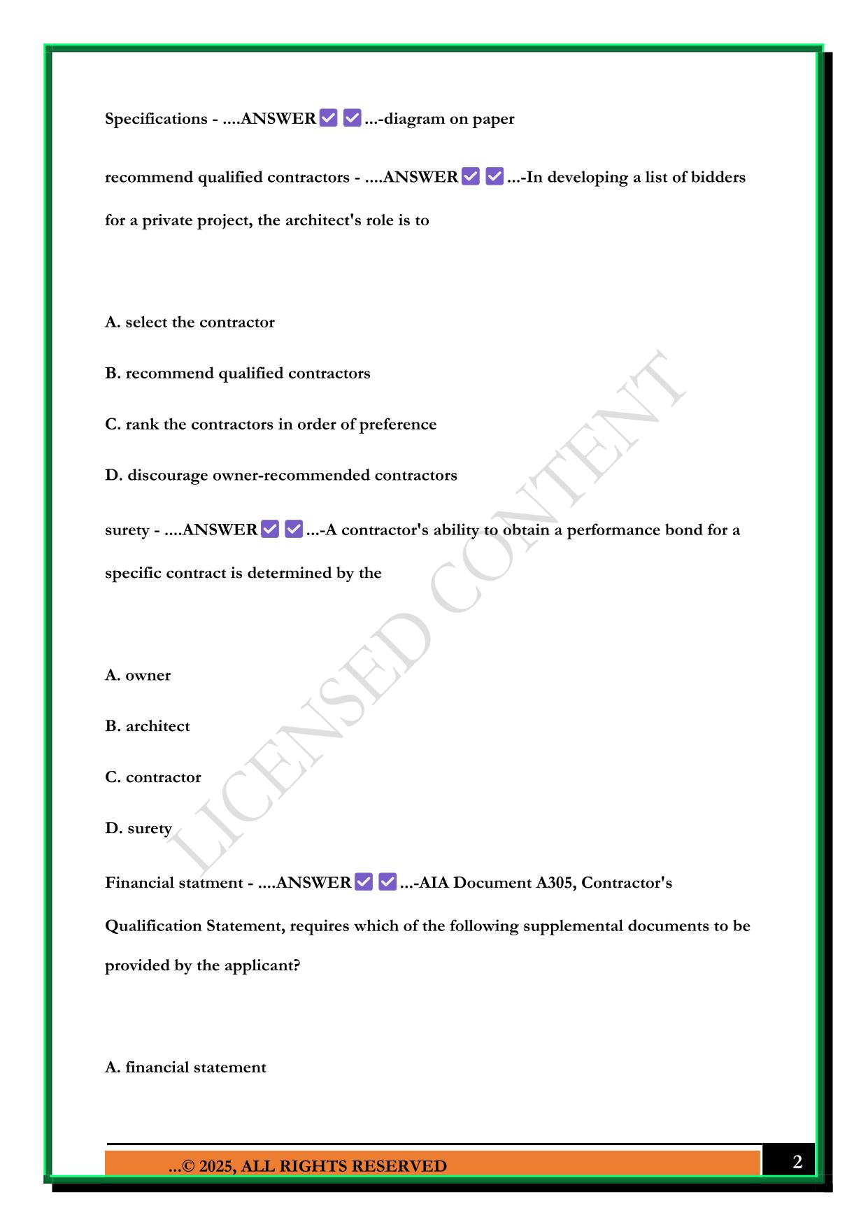 ARE 5.0 NCARB PRACTICE PROBLEMS EXAM 2025 QUESTIONS AND ANSWERS
