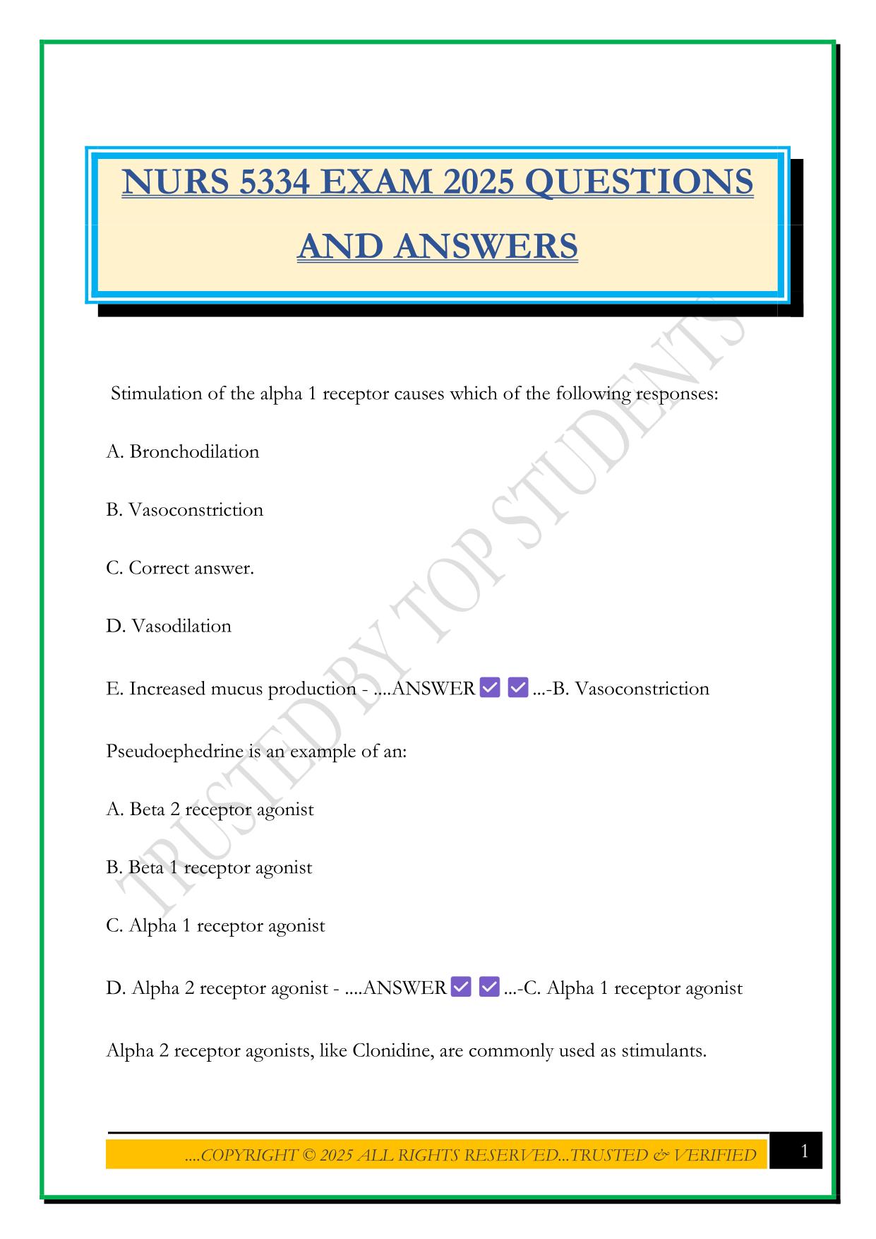 NURS 5334 EXAM 2025 QUESTIONS AND ANSWERS