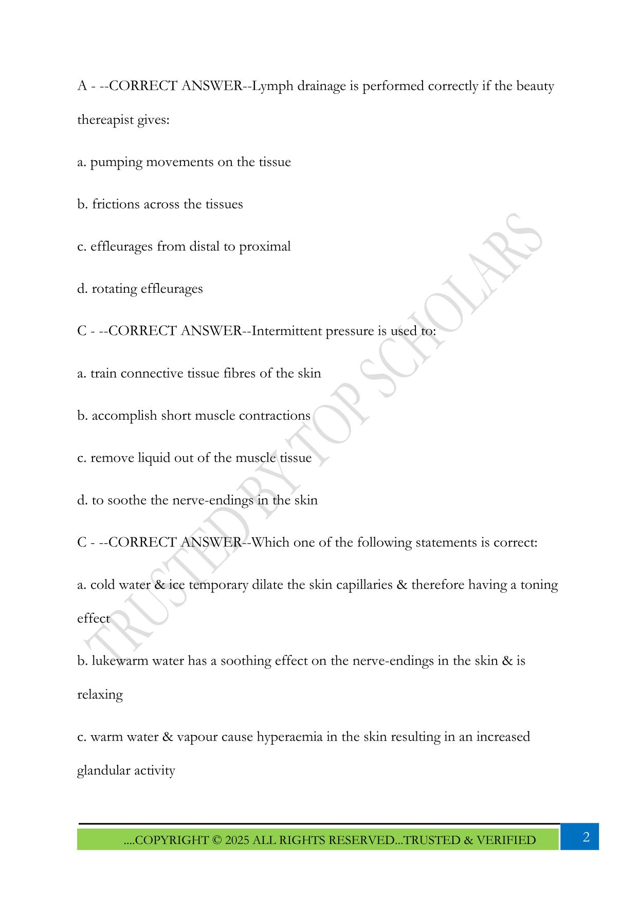 CIDESCO/ELECTROTHERAPY EXAM 2025 QUESTIONS AND ANSWERS