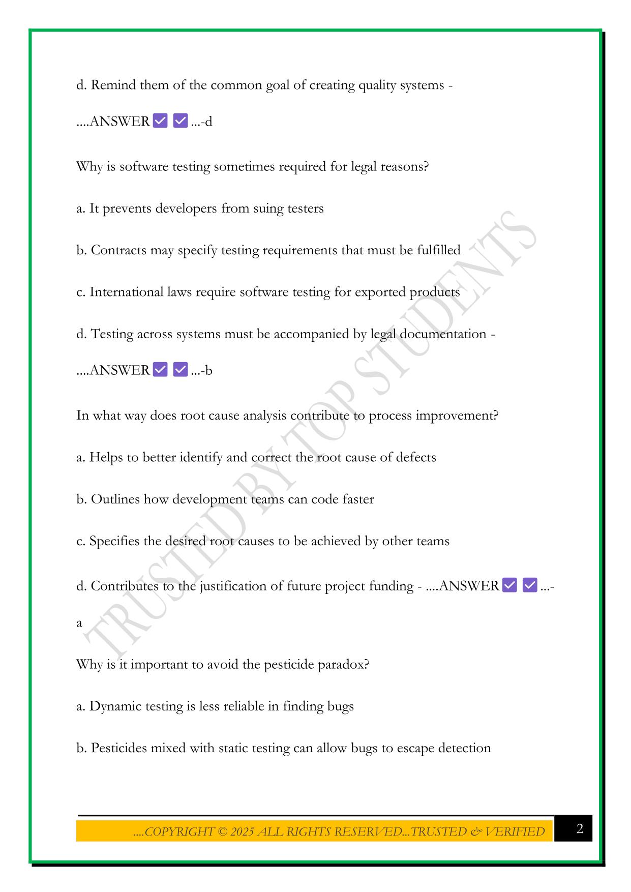 ASTQB/ISTQB - FOUNDATION LEVEL TESTER - DE 5 EXAM 2025 QUESTIONS AND ANSWERS