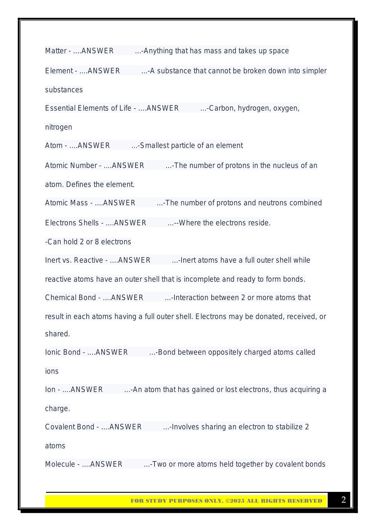 Bio 100 Exam 1 SBCC 2025 Questions and Answers