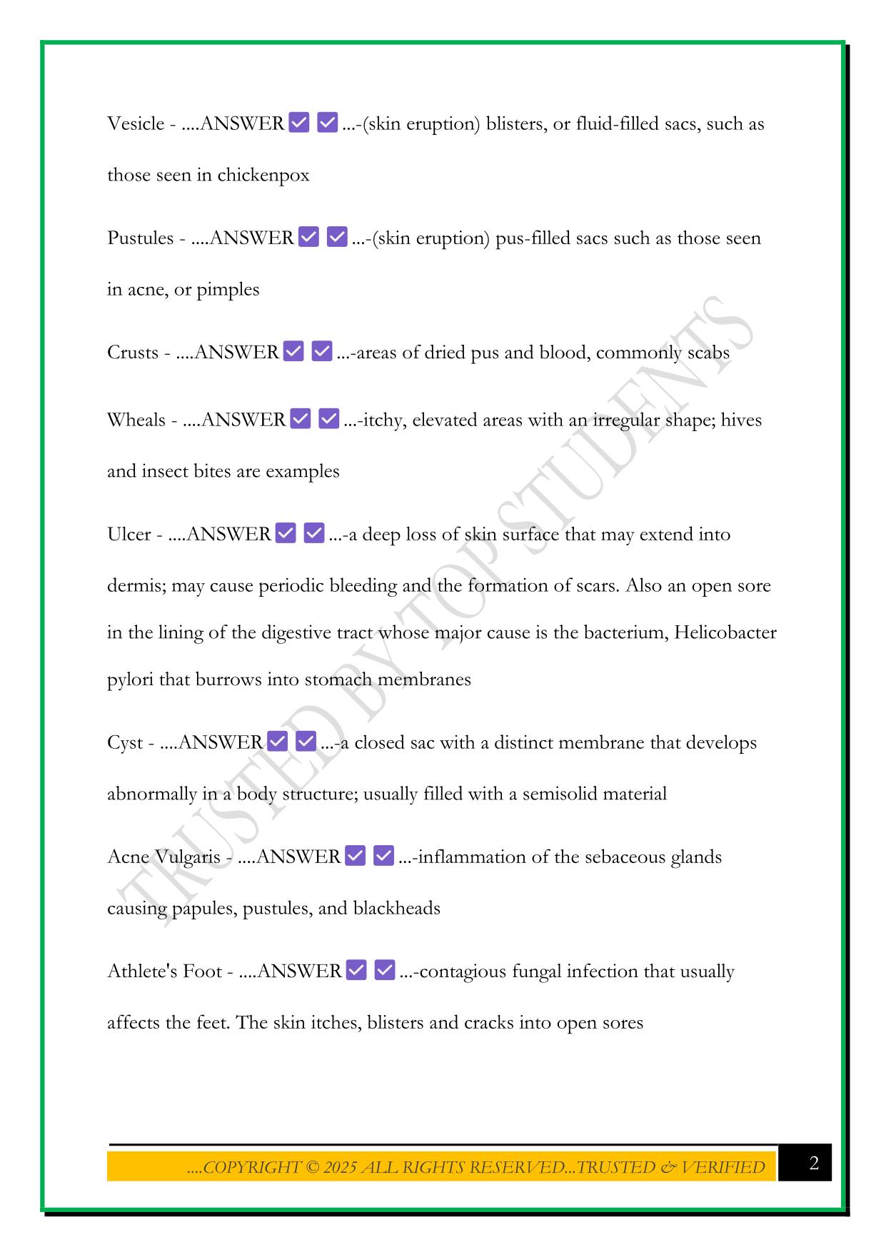 HOSA PATHOPHYSIOLOGY EXAM 2025 QUESTIONS AND ANSWERS