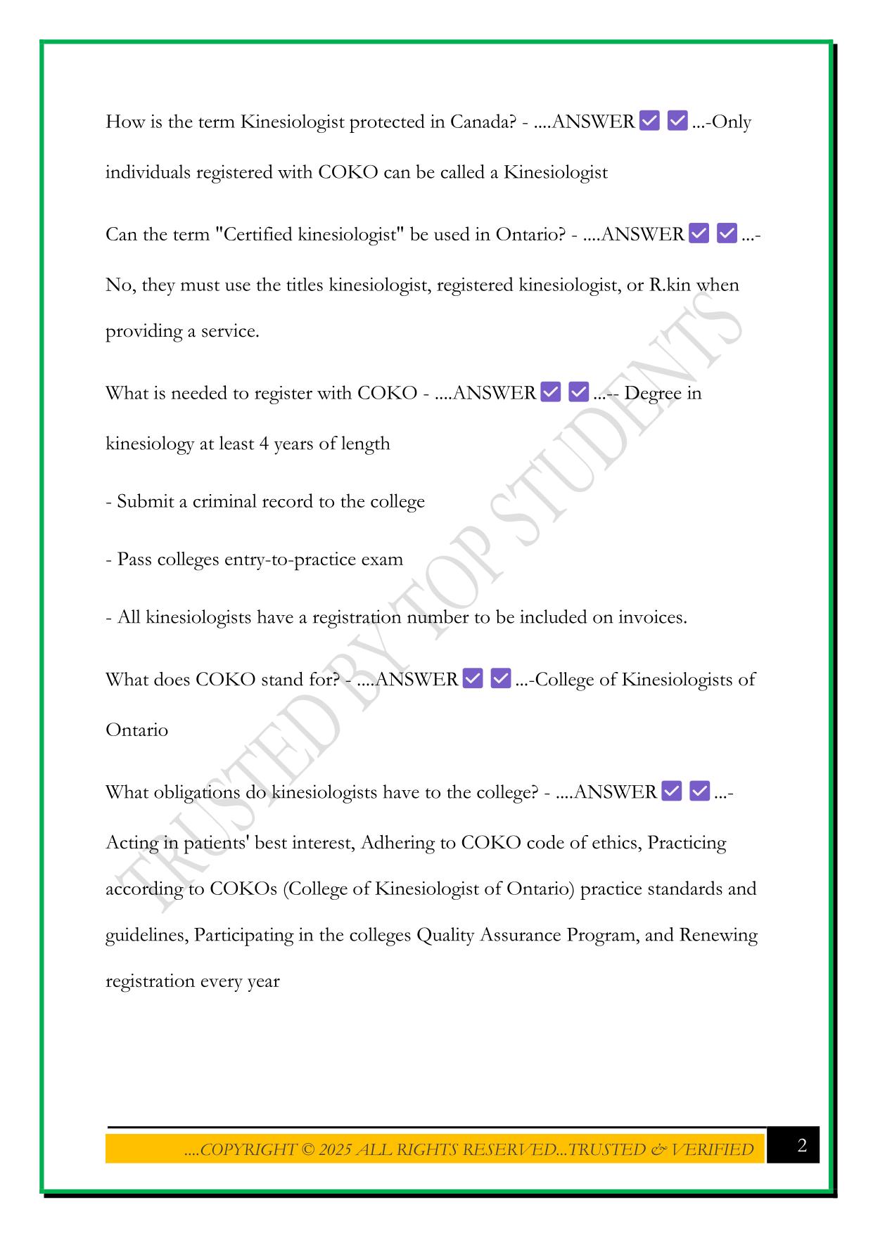 ETHICS EXAM COKO 2025 QUESTIONS AND ANSWERS