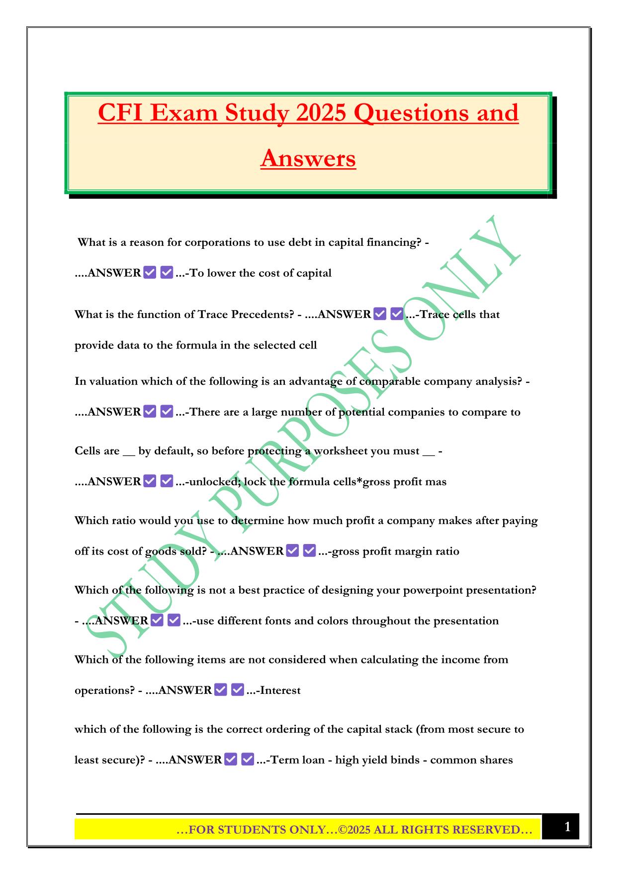 CFI Exam Study 2025 Questions and Answers