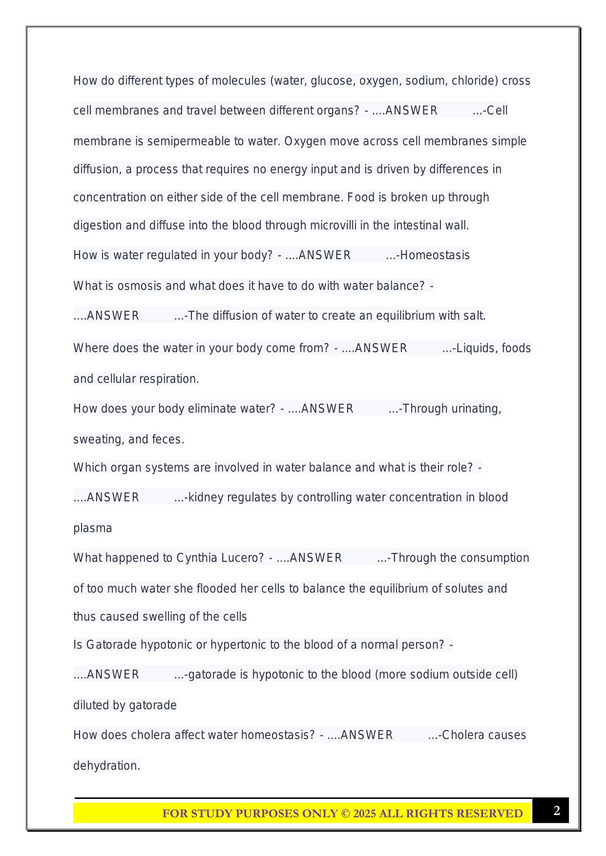 SFSU BIO 230 FINAL EXAM 2025 QUESTIONS AND ANSWERS