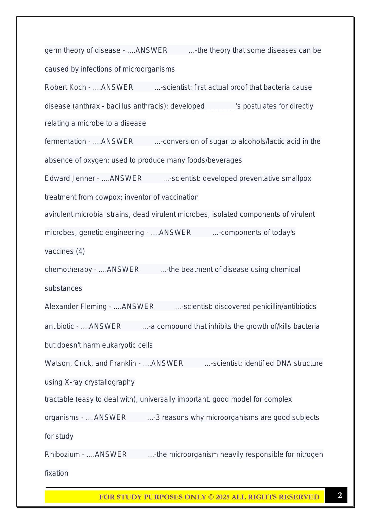 BIO230: Exam 1 2025 Questions and Answers