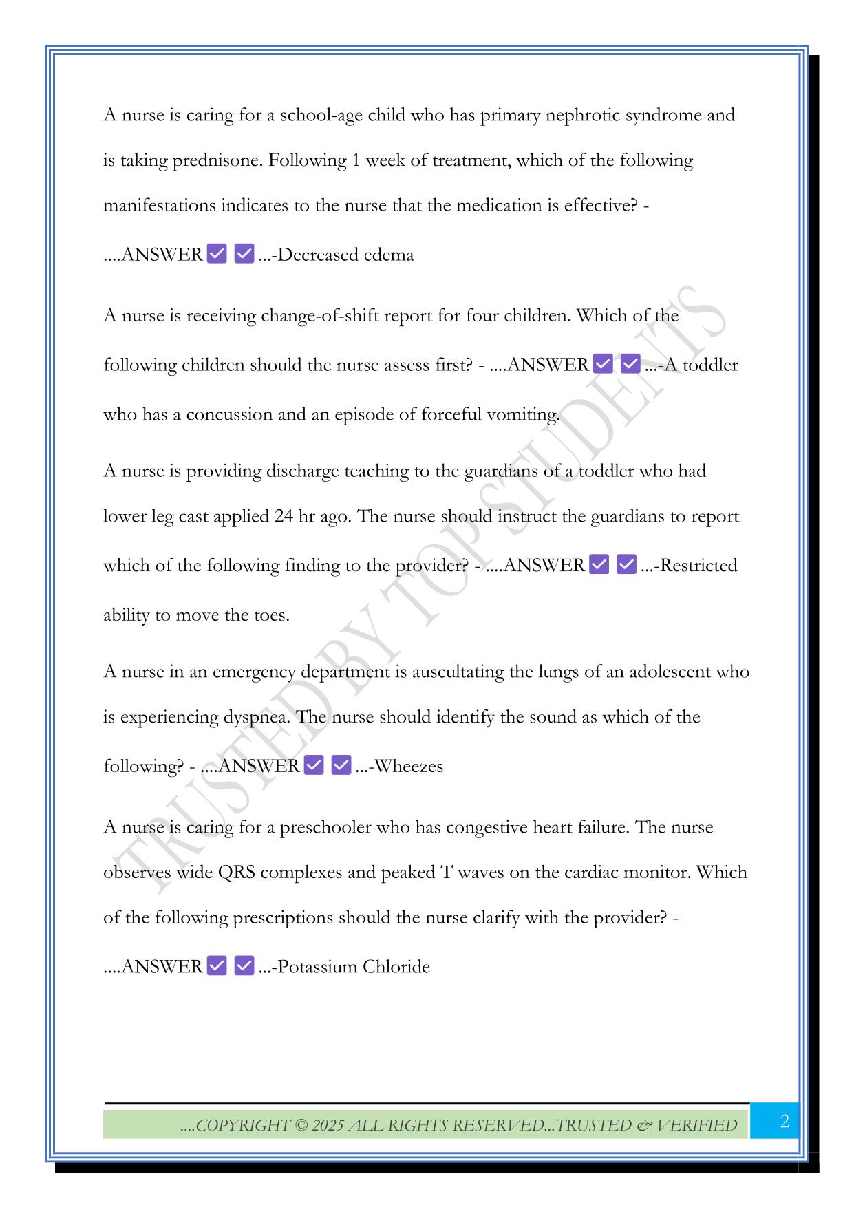 ATI RN Nursing Care of Children Online Practice 2025 B Questions and Answers