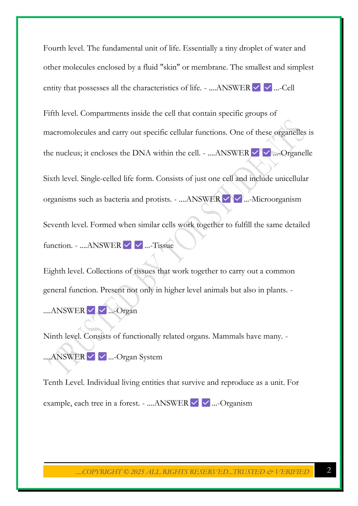 WGU C190 INTRO TO BIOLOGY EXAM 2025 QUESTIONS AND ANSWERS