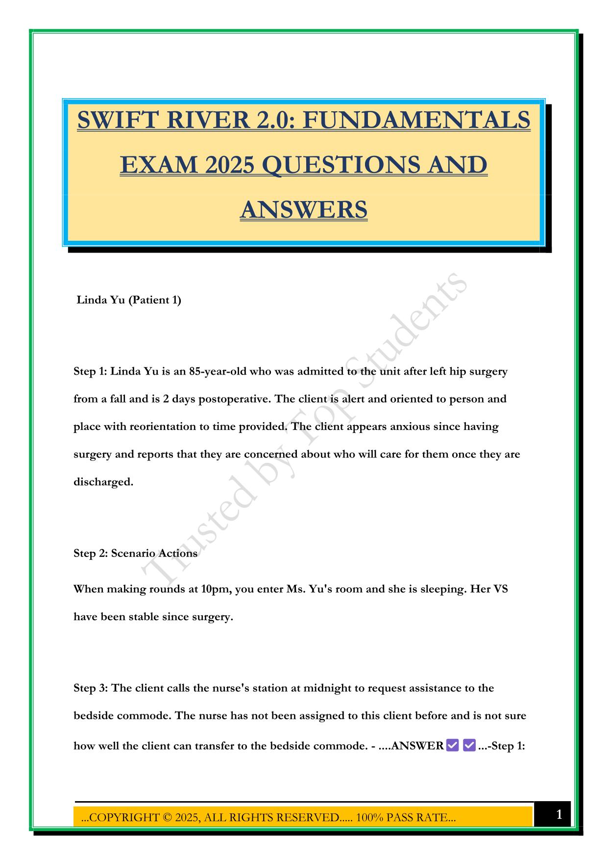 SWIFT RIVER 2.0: FUNDAMENTALS EXAM 2025 QUESTIONS AND ANSWERS