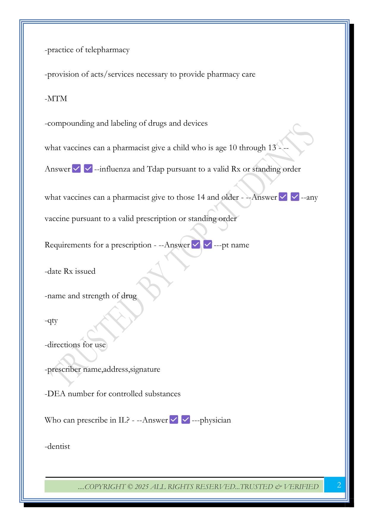 IL MPJE 2020: Pharmacy Practice Act Exam 2025 Questions and Answers