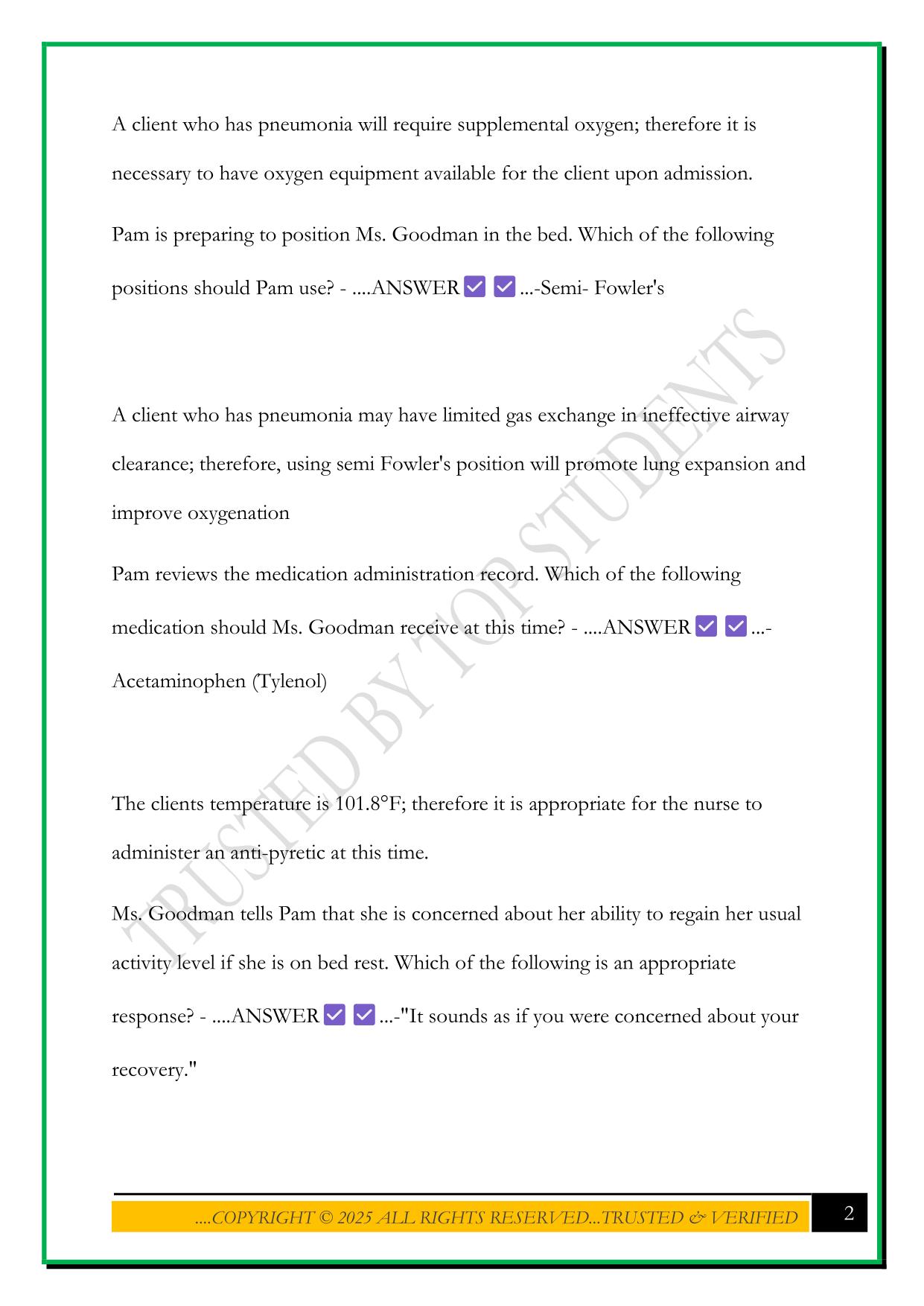 ATI PN REAL LIFE SCENARIO 3.0; ADULT MEDICAL SURGICAL; PNEUMONIA EXAM 2025 QUESTIONS AND ANSWERS