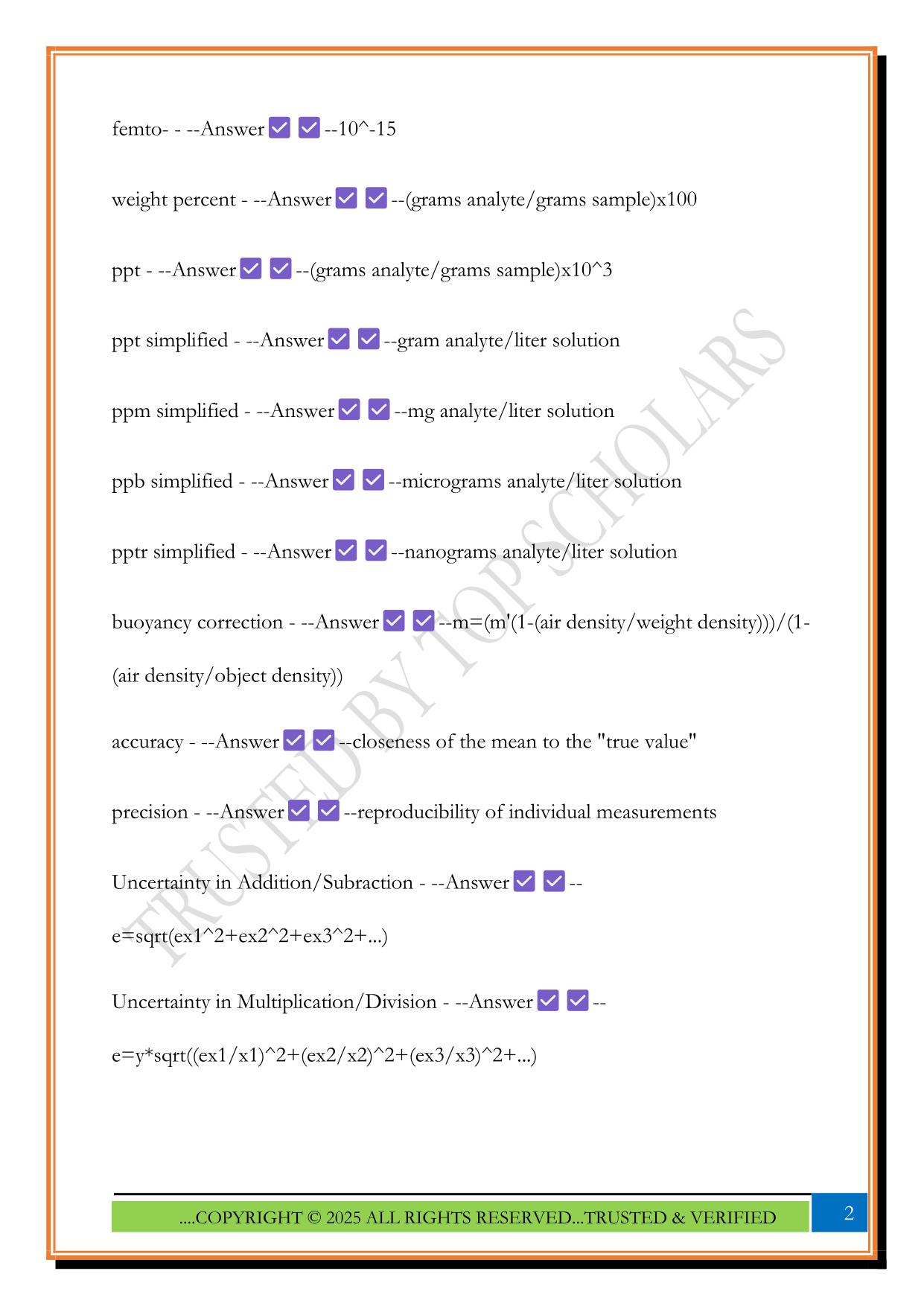 Analytical Chemistry Final- ACS Exam 2025 Questions and Answers