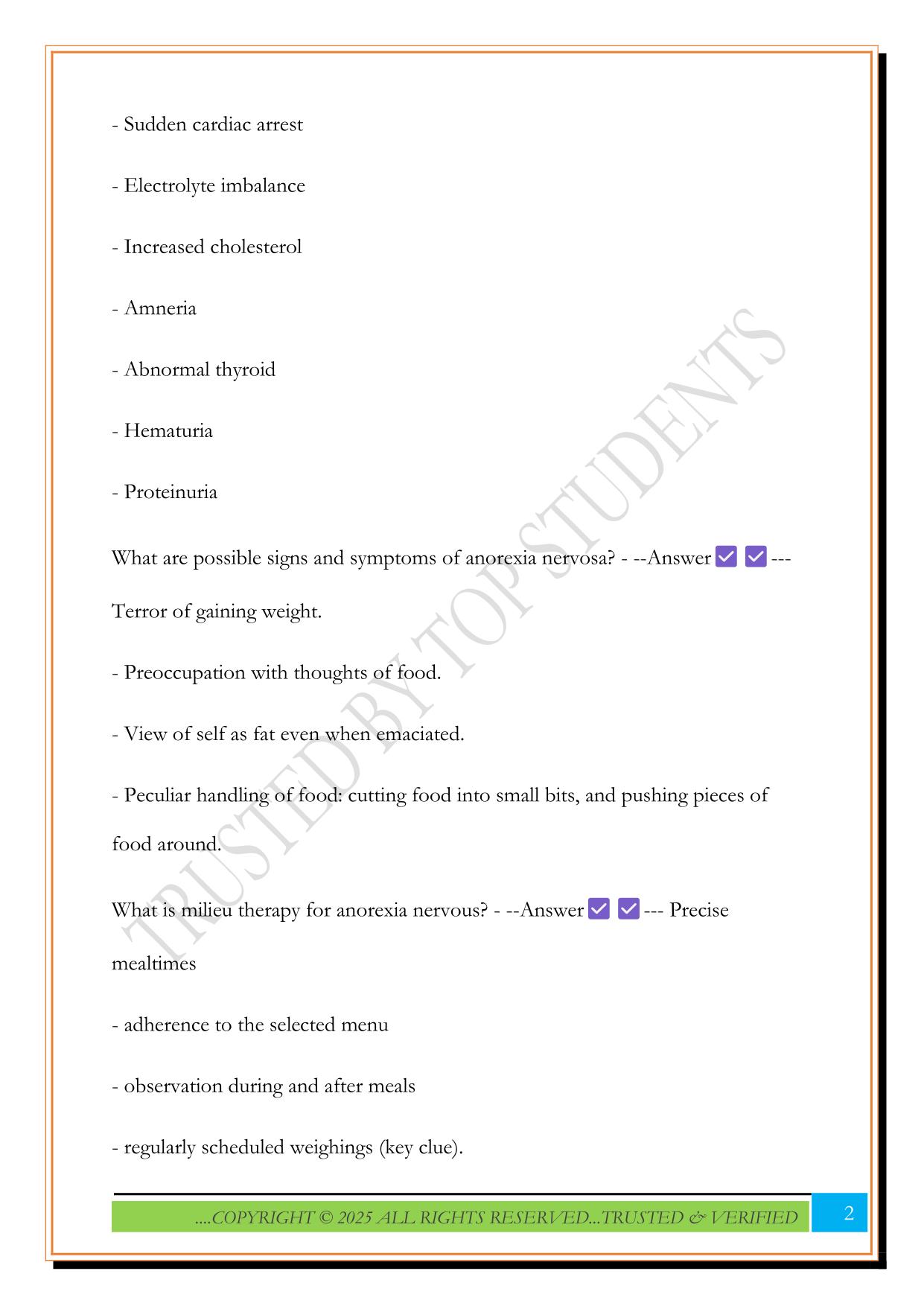 Rasmussen Mental Health Exam 3 2025 Questions and Answers