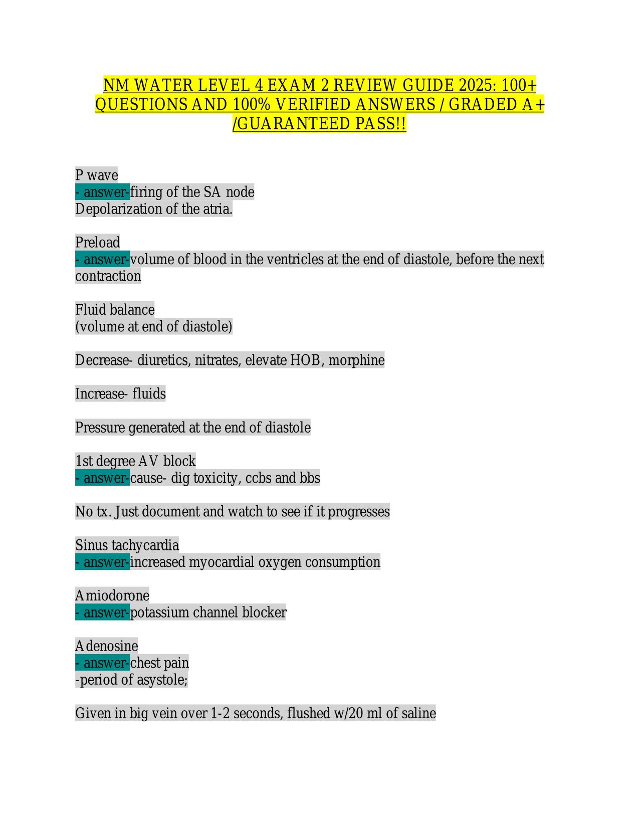 NM WATER LEVEL 4 EXAM 2 REVIEW GUIDE 2025: 100+ QUESTIONS AND 100% VERIFIED ANSWERS / GRADED A+ /GUARANTEED PASS!!