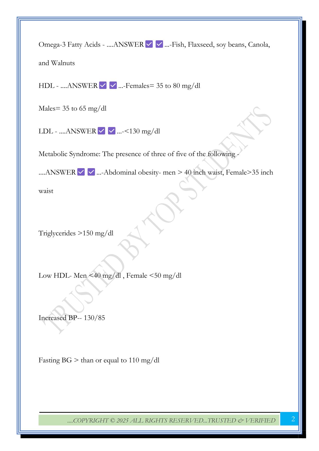 ATI Nutrition Exam 2025 Questions and Answers