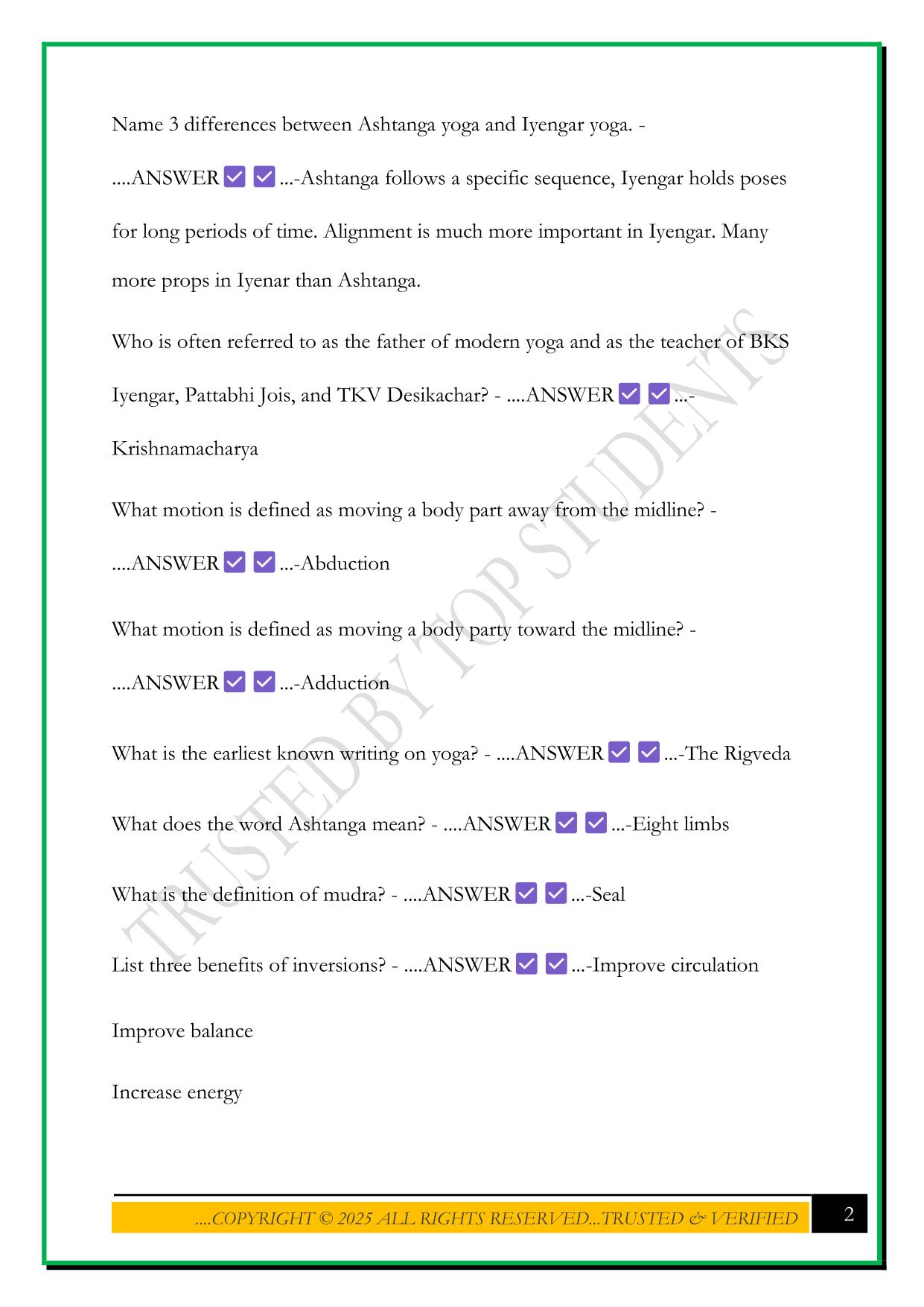 200HR YTT FINAL EXAM 2025 QUESTIONS AND ANSWERS