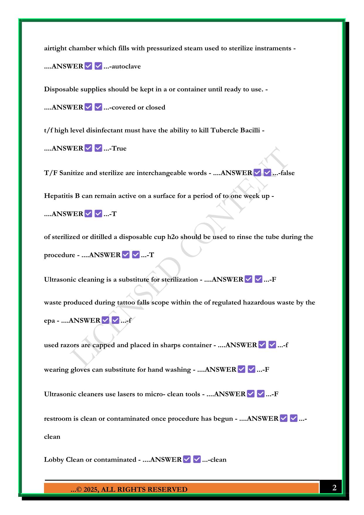 OREGON TATTOO LICENSE TEST STUDY 2025 QUESTIONS AND ANSWERS