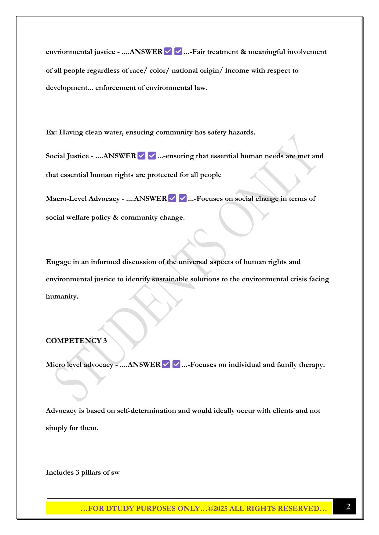 MSW COMP EXAM 2025 QUESTIONS AND ANSWERS