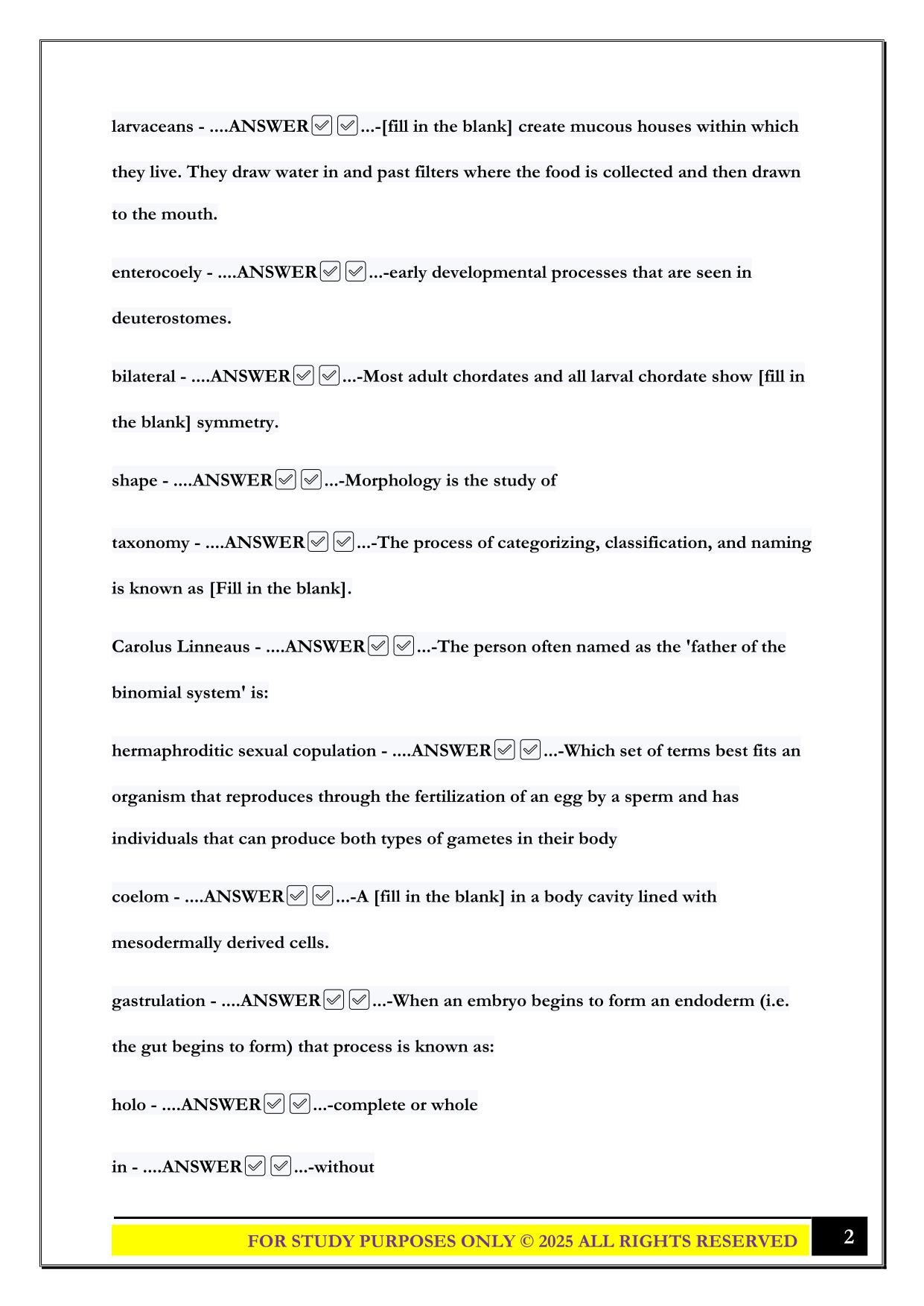 BIOL 322 Exam 1 2025 Questions and Answers
