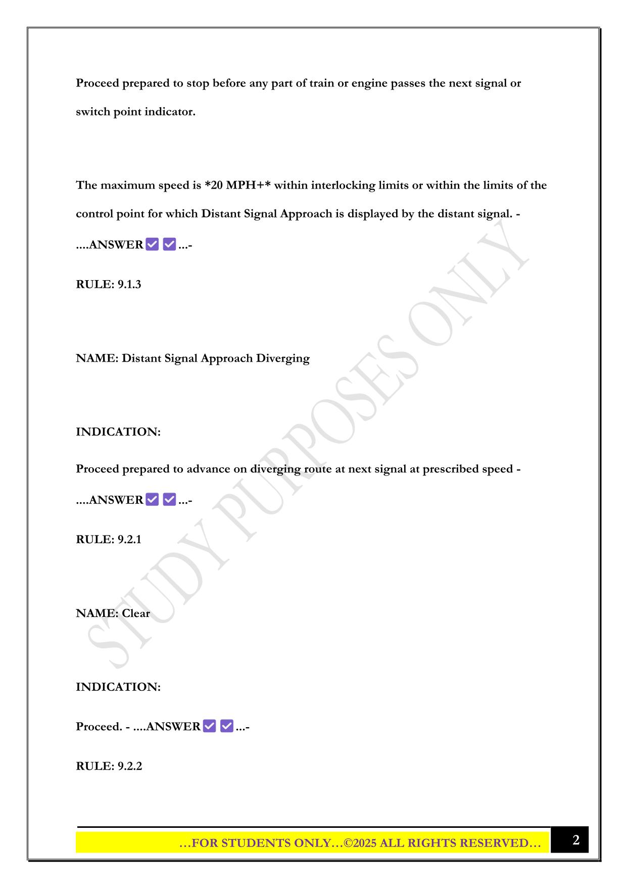 Union Pacific - Distant, Block and Interlocking Signal Aspects and Indications Exam 2025 Questions and Answers