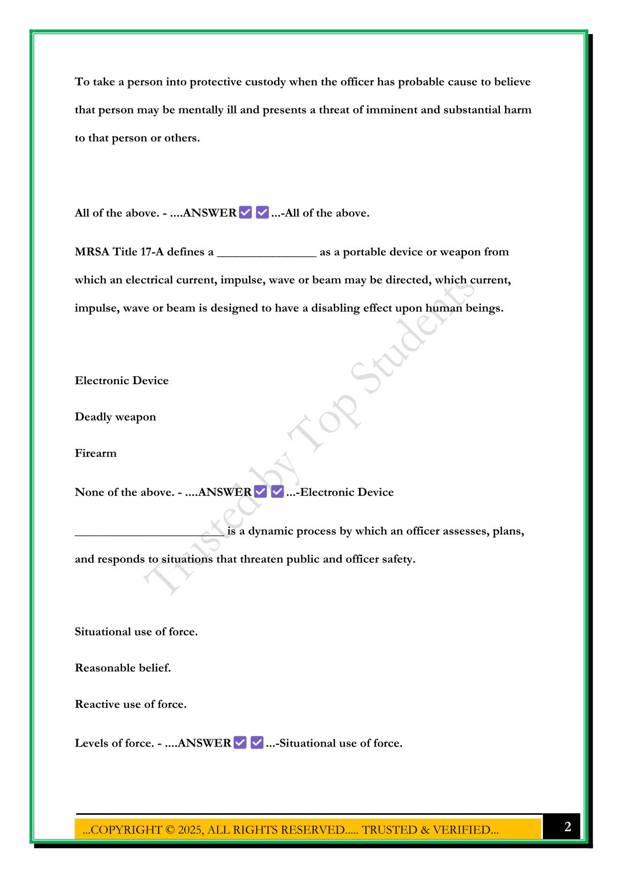 MCJA PHASE 1 EXAM 2025 QUESTIONS AND ANSWERS
