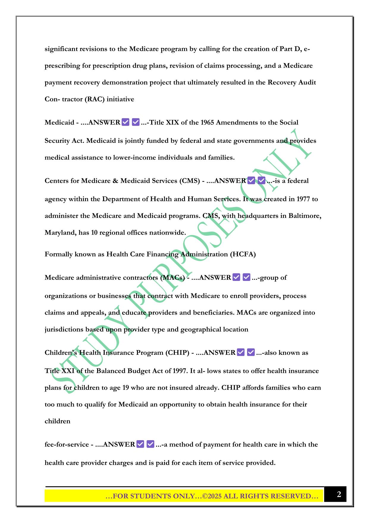 Chapter 1 Introduction to Health Care Systems Exam 2025 Questions and Answers