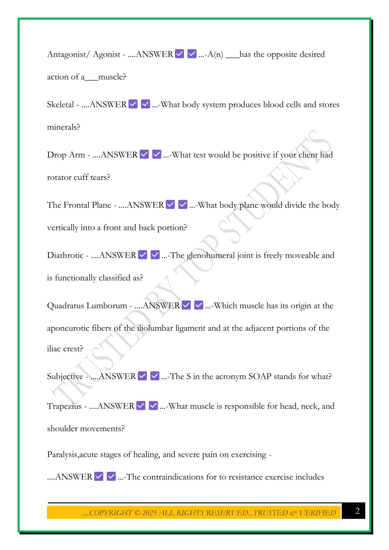 MASSAGE THERAPY MBLEX PRACTICE TEST 2025 QUESTIONS AND ANSWERS
